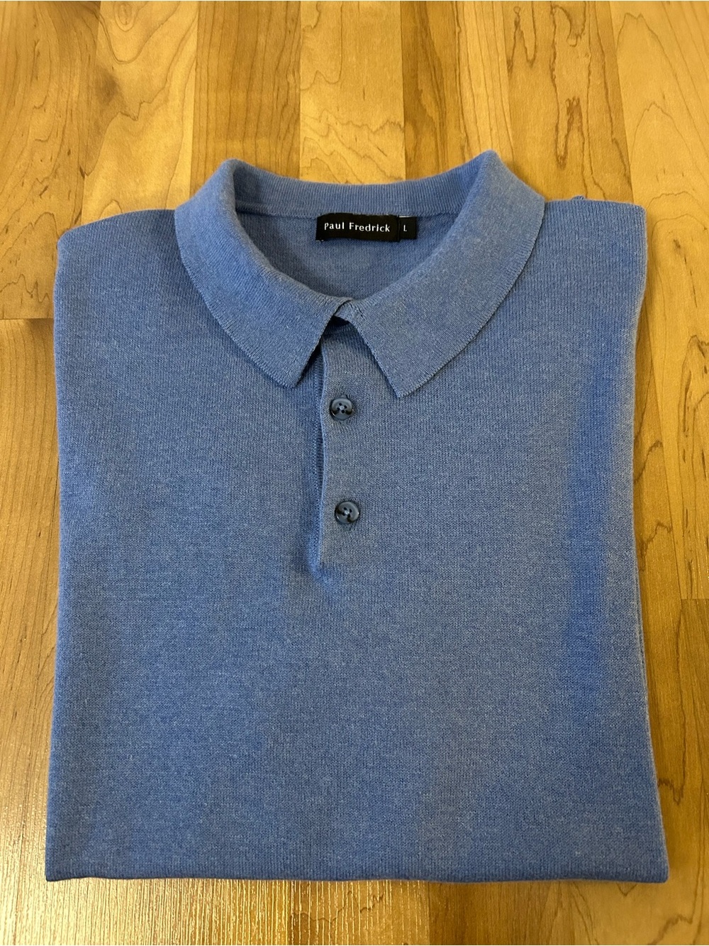Paul Fredrick Light Blue Knit Polo Shirt